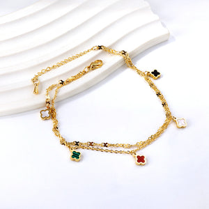 Spring 5 Clover Accessories Mixed Color Shell Anklet 21+5cm