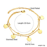 5 heart-shaped accessories + steel beads with chain double anklet 22 + 3cm