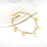 Spring 5 hearts accessories + steel beads with chain double anklet 22+3cm