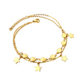 Spring 7 round accessories + 4 star pendants double anklet 22.5+3cm