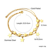 Spring 7 round accessories + 4 star pendants double anklet 22.5+3cm