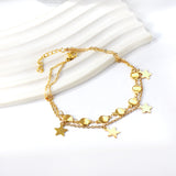 Spring 7 round accessories + 4 star pendants double anklet 22.5+3cm