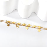 Spring 7 round accessories + 4 star pendants double anklet 22.5+3cm