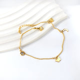 White diamonds + steel beads + moon + butterfly accessories pendant anklet 22 + 3cm gold