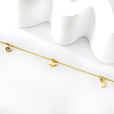 White diamonds + steel beads + moon + butterfly accessories pendant anklet 22 + 3cm gold