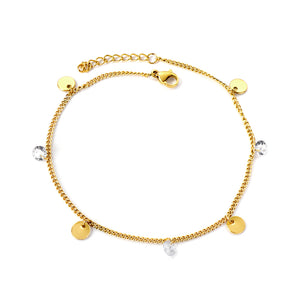 Spring 4 round accessories + 3 diamonds charm anklet 22+3cm