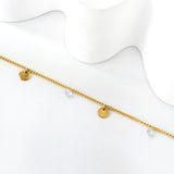 Spring 4 round accessories + 3 diamonds charm anklet 22+3cm