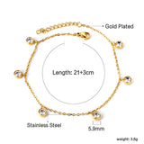 6 white diamond accessories pendant anklet 21 + 3cm gold