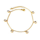 6 white diamond accessories pendant anklet 21 + 3cm gold