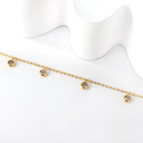 Tobillera colgante 6 accesorios diamantes blancos 21+3cm oro 