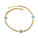 Bracelet de cheville 3 accessoires oeil de chat bleu 23+3cm 