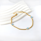 3 blue cat's eye accessories anklet 23+3cm