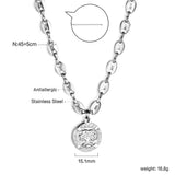 Collier Pendentif Rond Doré Motif Grand Arbre 45+5cm