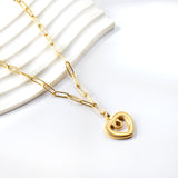 Collier Pendentif Coeur Découpé 45+5cm