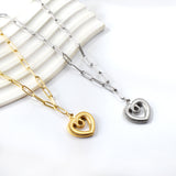 Heart Cutout Pendant Necklace 45+5cm Golden