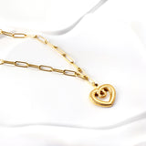 Collier Pendentif Coeur Découpé 45+5cm Doré