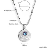 Round Pendant with Blue Cat Eye Necklace 50+5cm