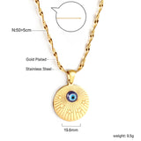 Round Pendant with Blue Cat Eye Necklace 50+5cm