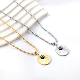 Round Pendant with Blue Cat Eye Necklace 50+5cm