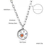 Irregular Round Pendant with Mixed Diamonds Necklace 45+5cm