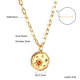 Irregular Round Pendant with Mixed Diamonds Necklace 45+5cm