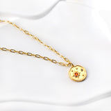 Irregular Round Pendant with Mixed Diamonds Necklace 45+5cm