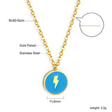 Round Blue Pendant with Lightning Motif Necklace 45+5cm