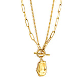 Gold Long Alien Pendant + Matching Chain Double Chain 43cm