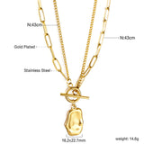 Gold Long Alien Pendant + Matching Chain Double Chain 43cm