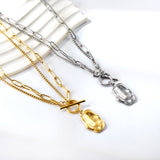 Gold Long Alien Pendant + Matching Chain Double Chain 43cm