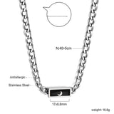 Collier Pendentif Lune Rectangulaire Zircon Noir 40+5cm