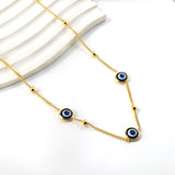 Three Blue Cat's Eye Pendant Necklace 45+5cm