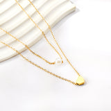 Heart + White Pearl Pendant Double Chain 43+40cm