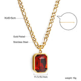 Rectangular Pendant with White Diamonds Necklace 45+5cm