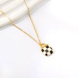 Plaid black and white bag pendant necklace 40+5cm