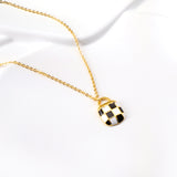 Plaid black and white bag pendant necklace 40+5cm