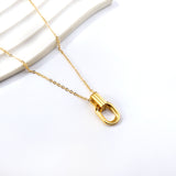 Long round frame clasp pendant necklace 40+5cm