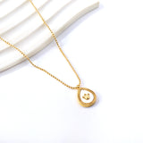 Teardrop White Shell Pendant with Crown Bead Chain Necklace 40+5cm