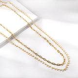 White Bead Chain + Matching Chain Double Waist Chain 75+74+25cm