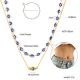 54 blue cat's eye chain + blue eye pendant double waist chain 80+75+25cm