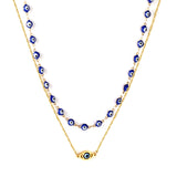 54 blue cat's eye chain + blue eye pendant double waist chain 80+75+25cm