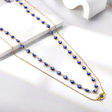 54 blue cat's eye chain + blue eye pendant double waist chain 80+75+25cm