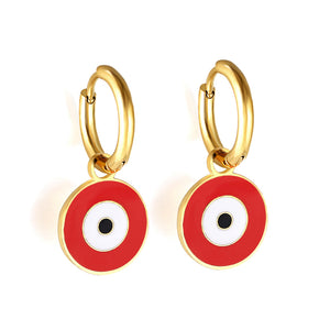 Red & Blue & Green + White Eyelet Earrings