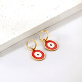 Red & Blue & Green + White Eyelet Earrings