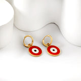 Red & Blue & Green + White Eyelet Earrings