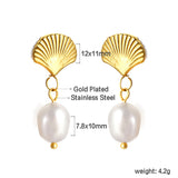 Fan + White Pearl Earrings