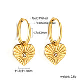 1.7*10mm inner diameter circle with heart white diamond earrings 11.3*11.7mm Gold color