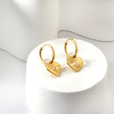 1.7*10mm inner diameter circle with heart white diamond earrings 11.3*11.7mm Gold color