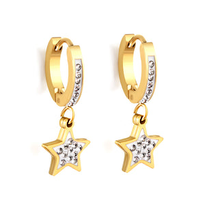 2x12.5mm ear clips with white clay diamonds + stars with white clay diamonds studs