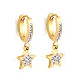 Clips de oreja de 2x12,5 mm con diamantes de arcilla blanca + tachuelas de estrellas con diamantes de arcilla blanca